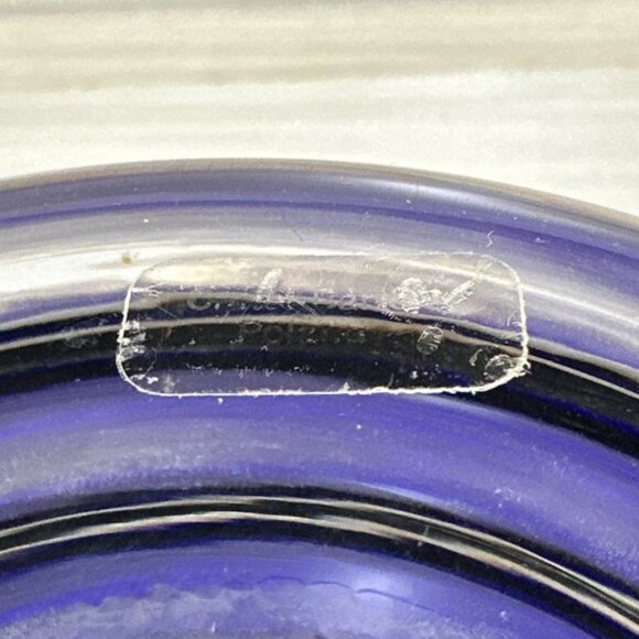 CRATE & BARREL Glass Cobalt Blue Footed Bowl Poland 8.5x7 *Slight Defect on Rim* - Picture 4 of 5